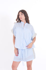 CAMICIA PAILLETTES CELESTE