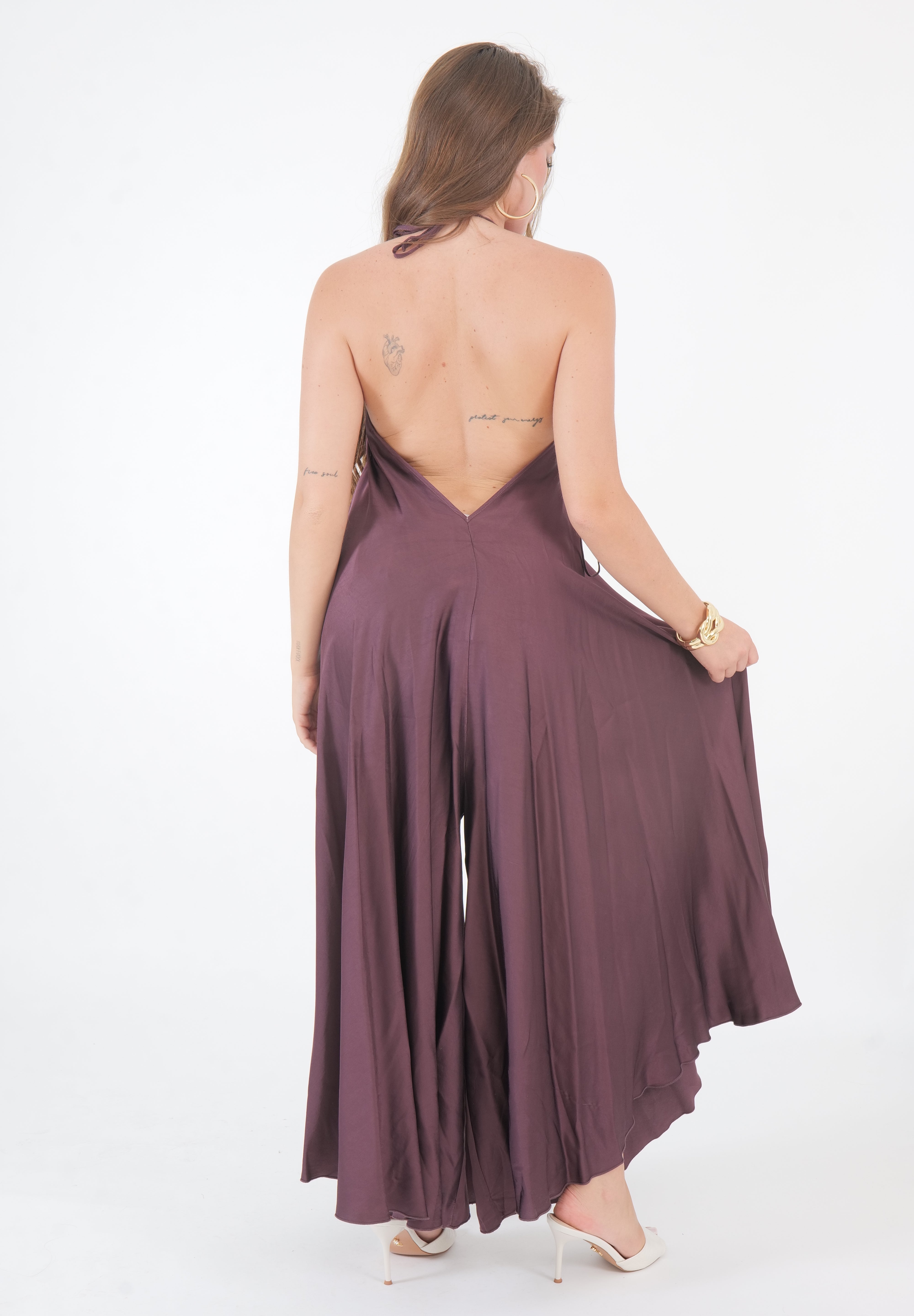 JUMPSUITE SATIN PRUGNA