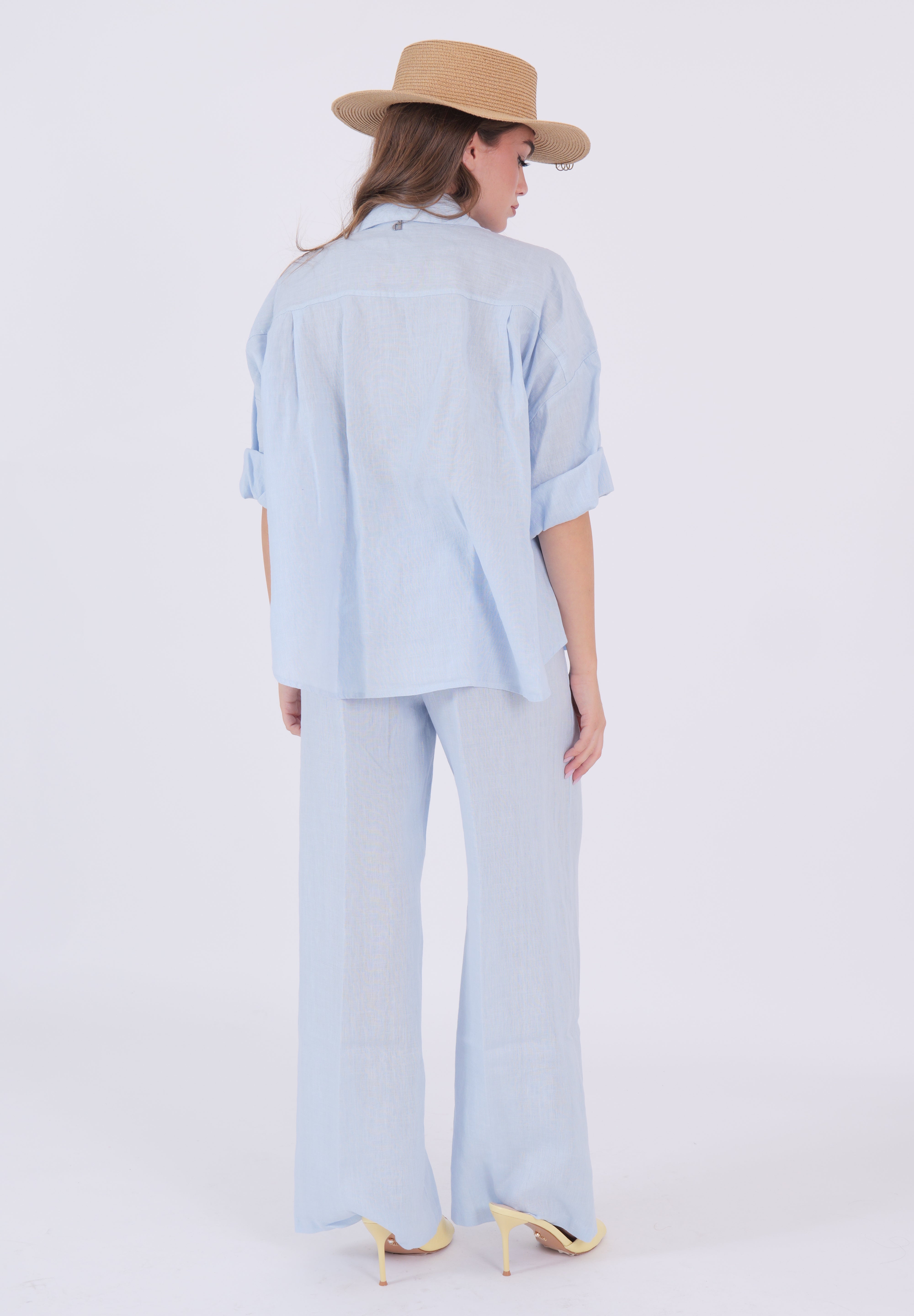 PANTALONE LINO CELESTE DIXIE