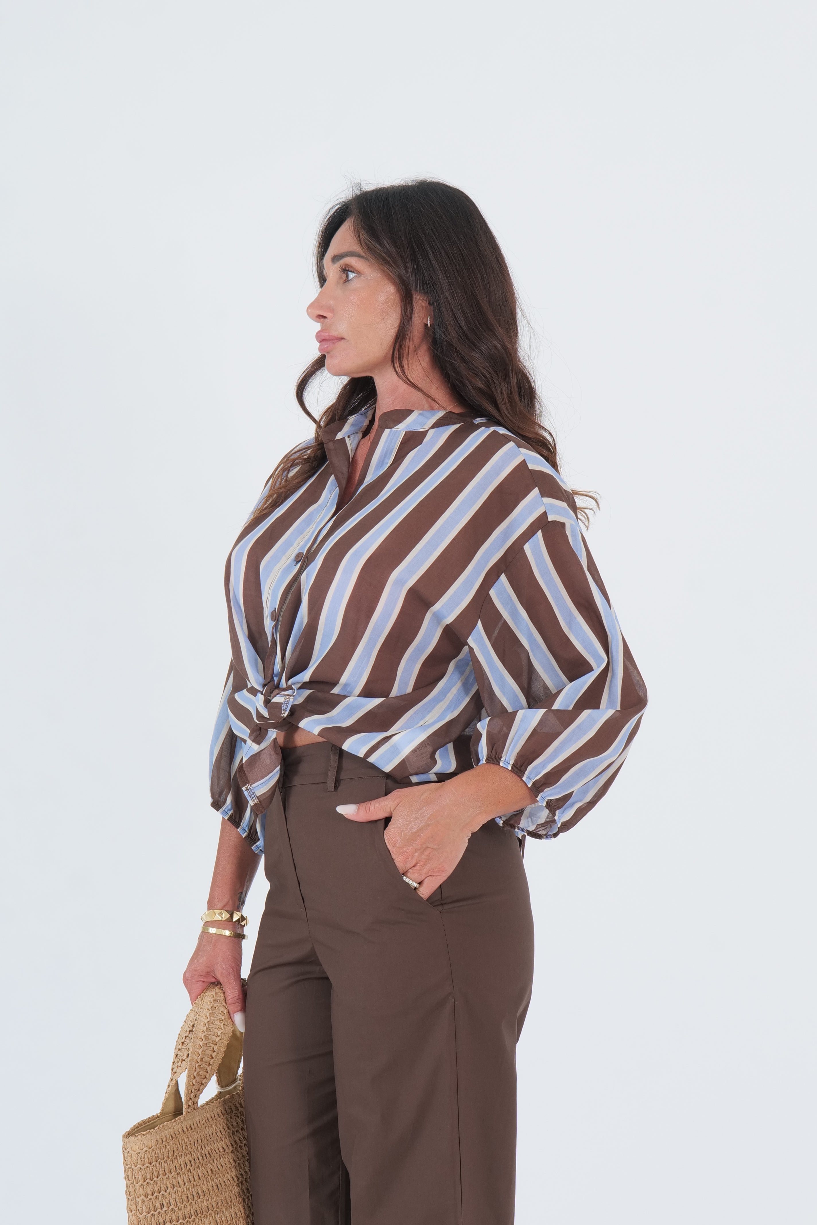 CAMICIA MUSSOLA MORO/AZZURRO