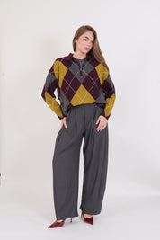 MAGLIA ROMBI DIXIE VINO/GRIGIO/VERDE
