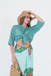 CAMICIA MUSSOLA VERDE/TURCHESE
