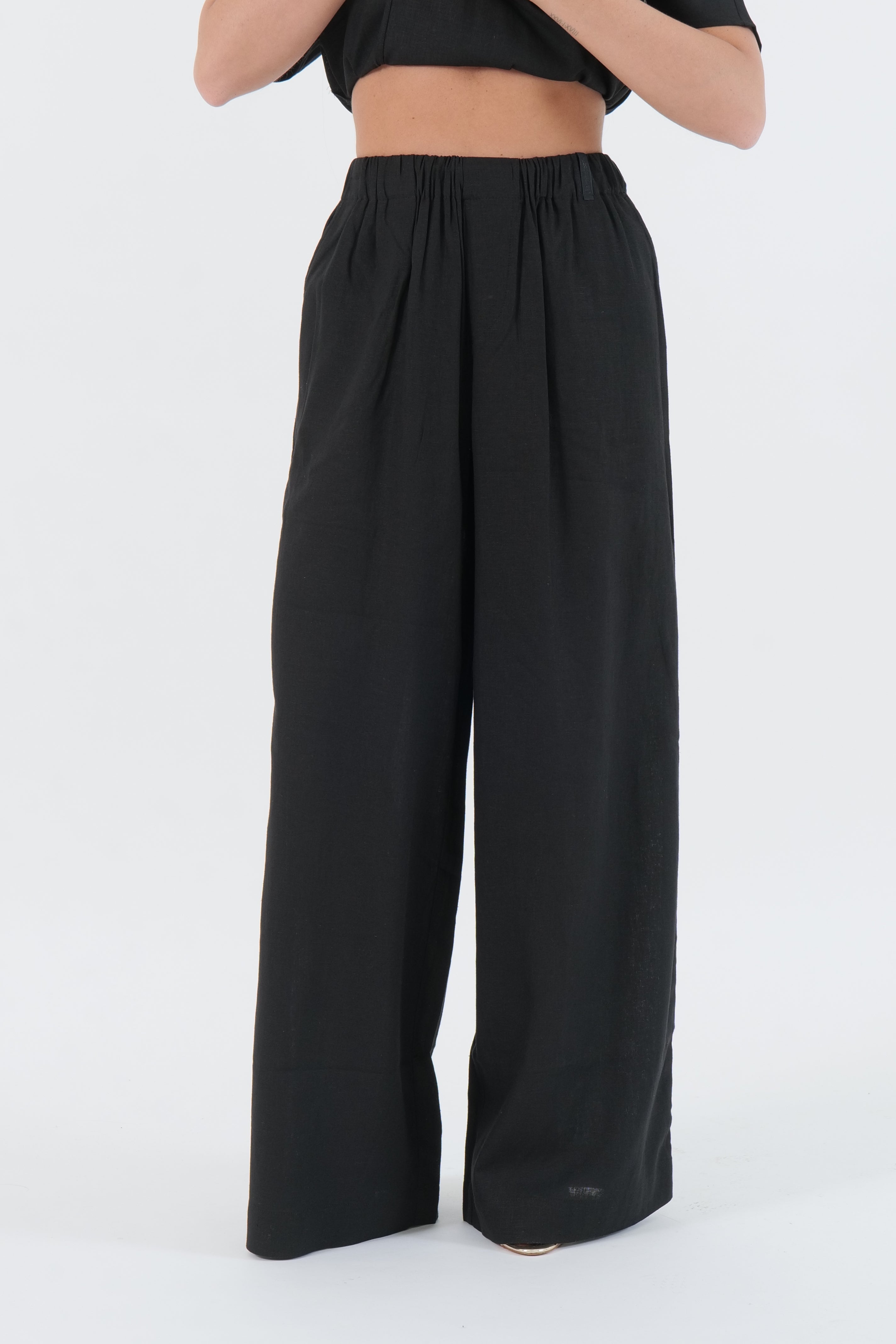 PANTALONE IN LINO BLACK