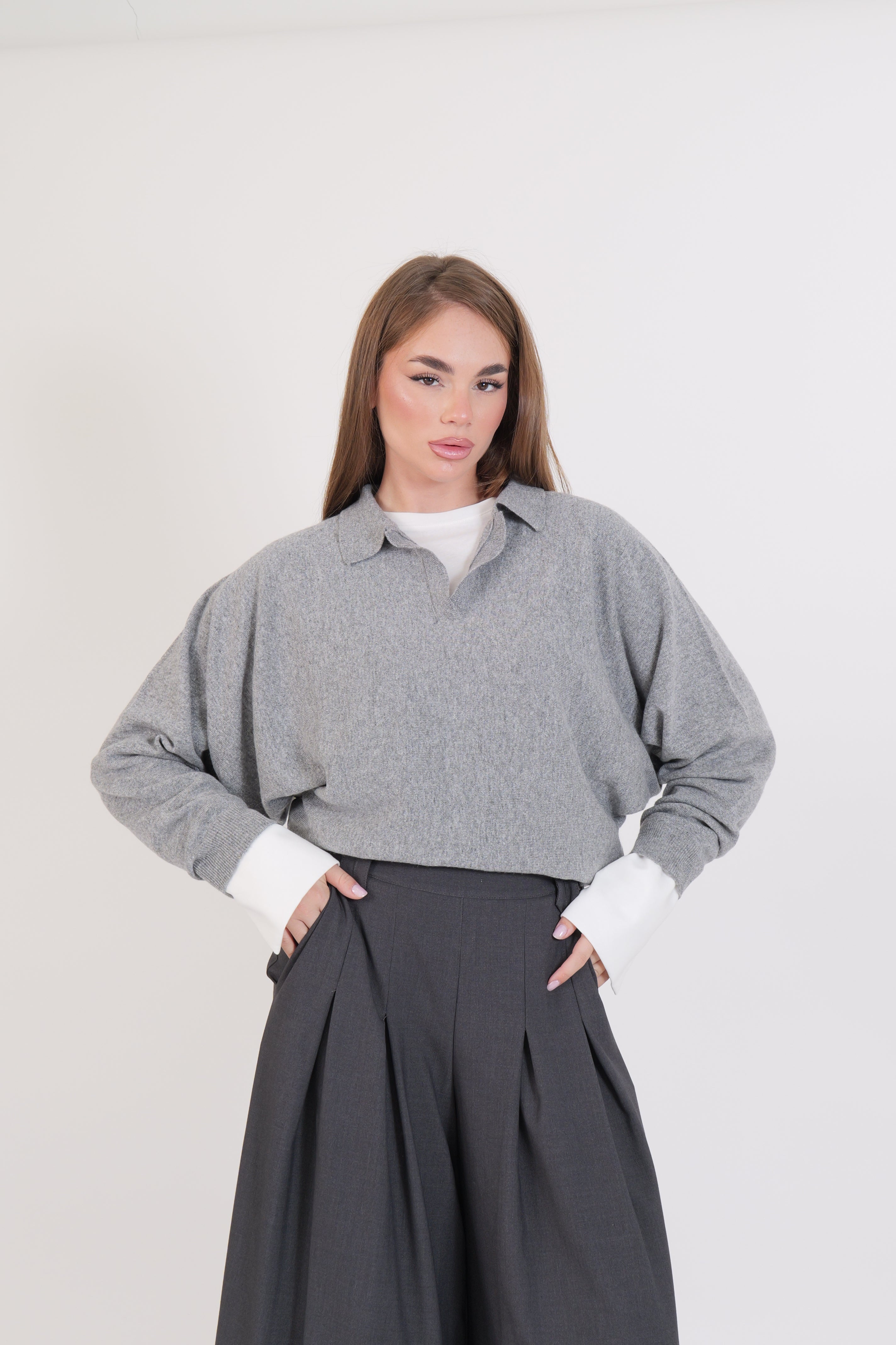 MAGLIA COLLETTO POLO GRIGIO