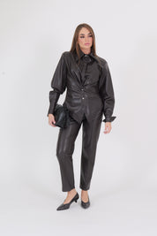 PANTALONE PELLE MORO