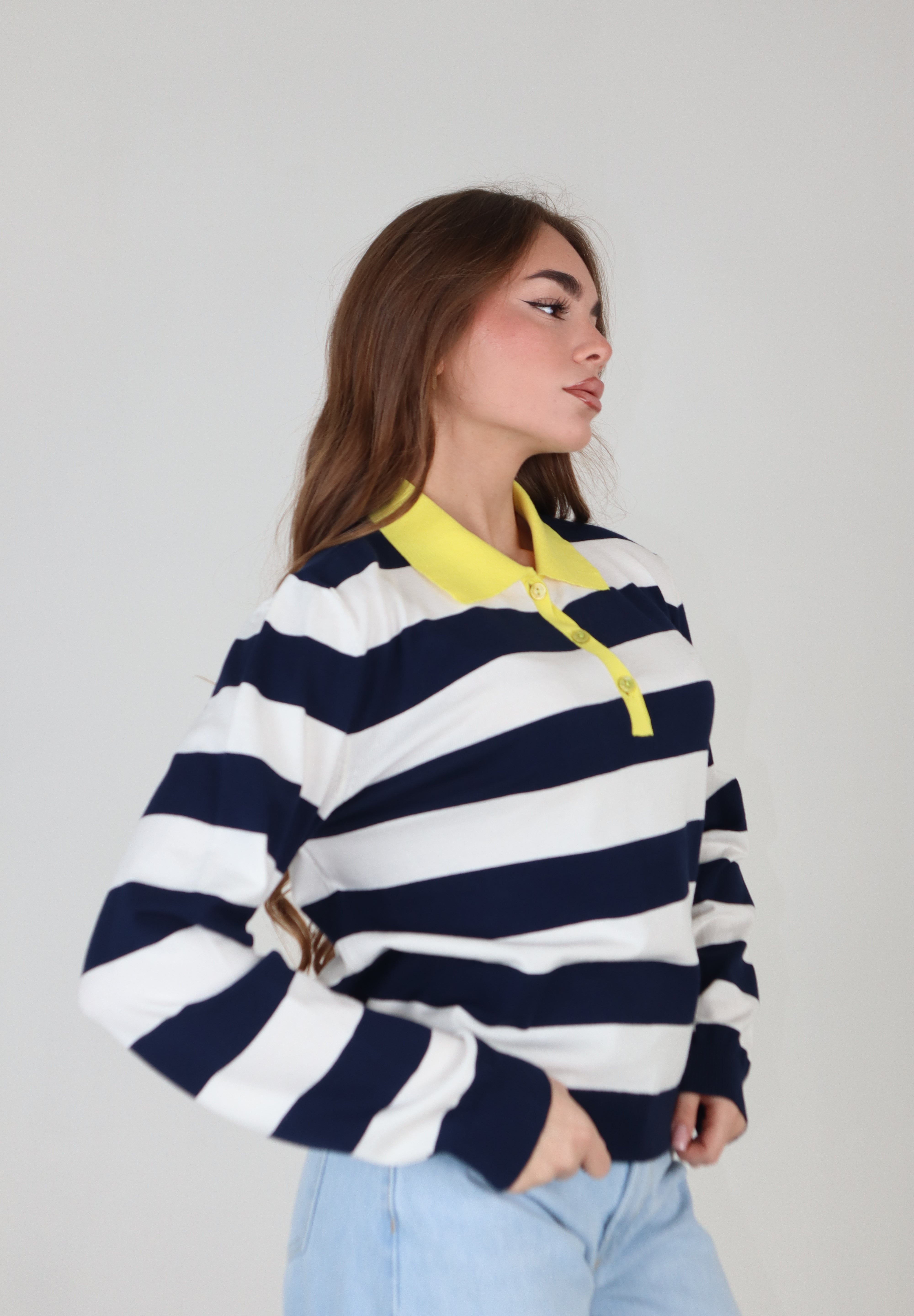 POLO BICOLOR BLU