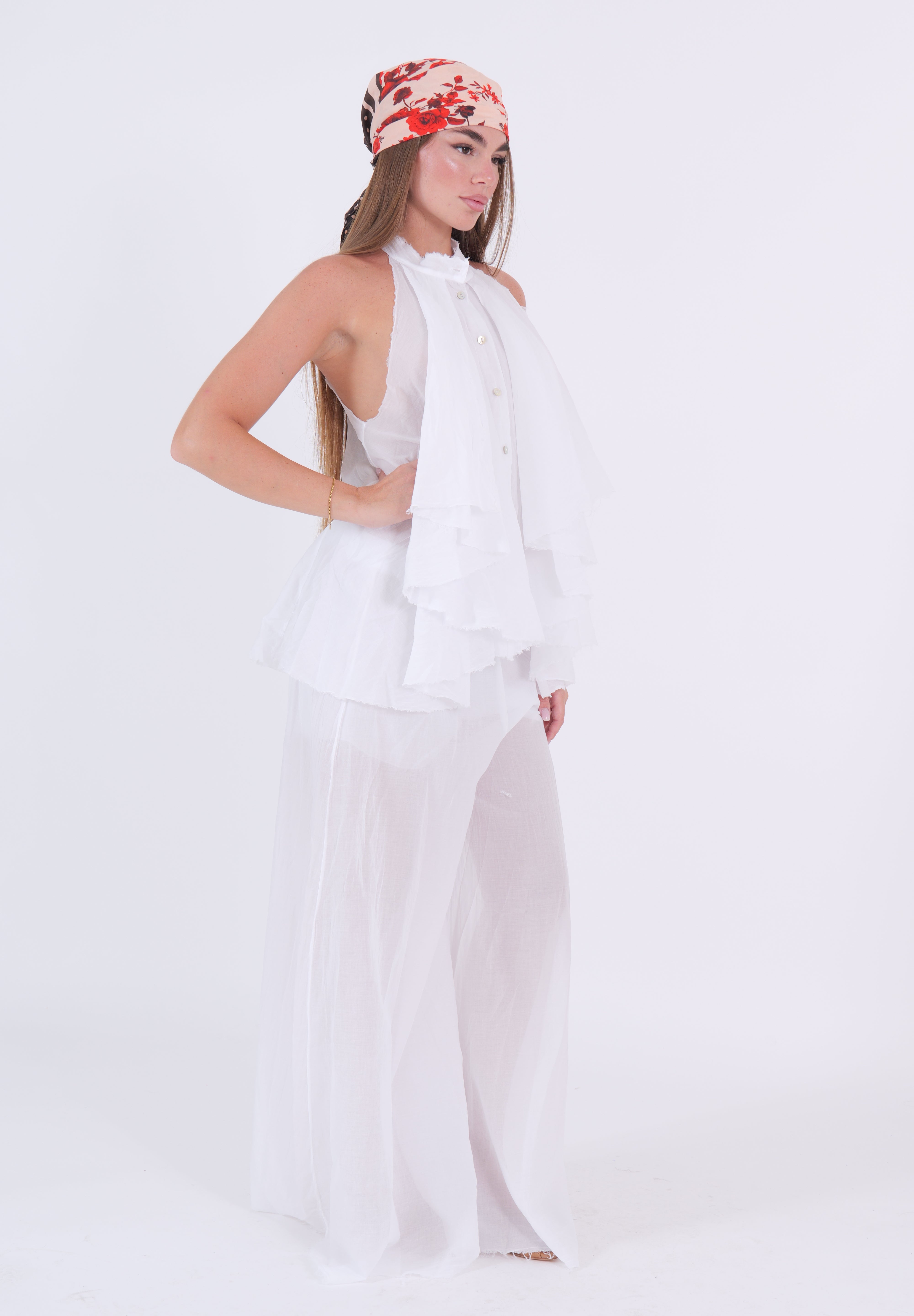 PANTALONE SFRANGIATO BIANCO