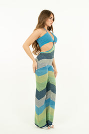 JUMPSUIT MAXI CHEVRON LUREX