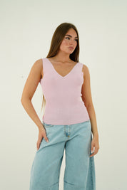 TOP SCOLLO V ROSA