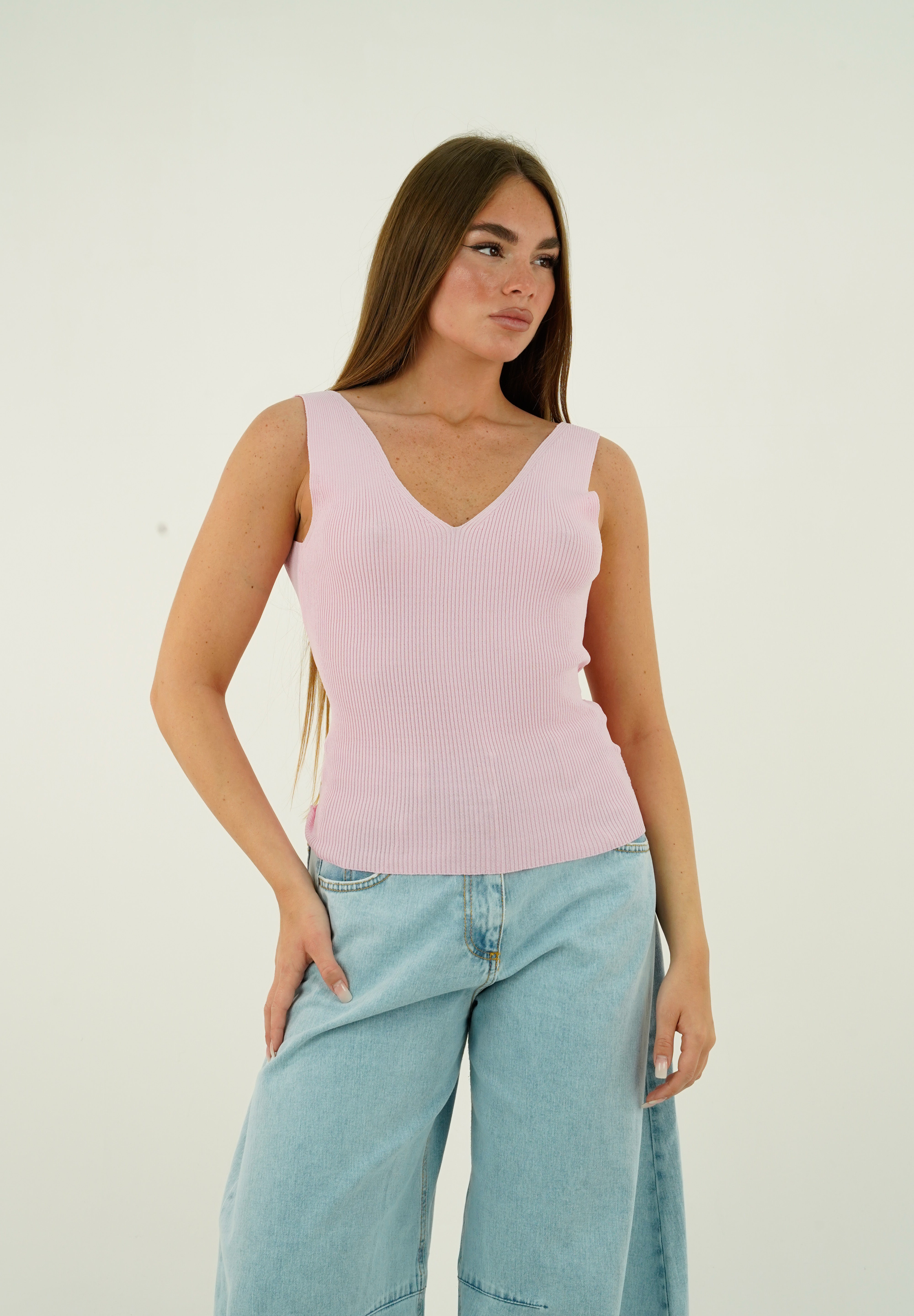 TOP SCOLLO V ROSA