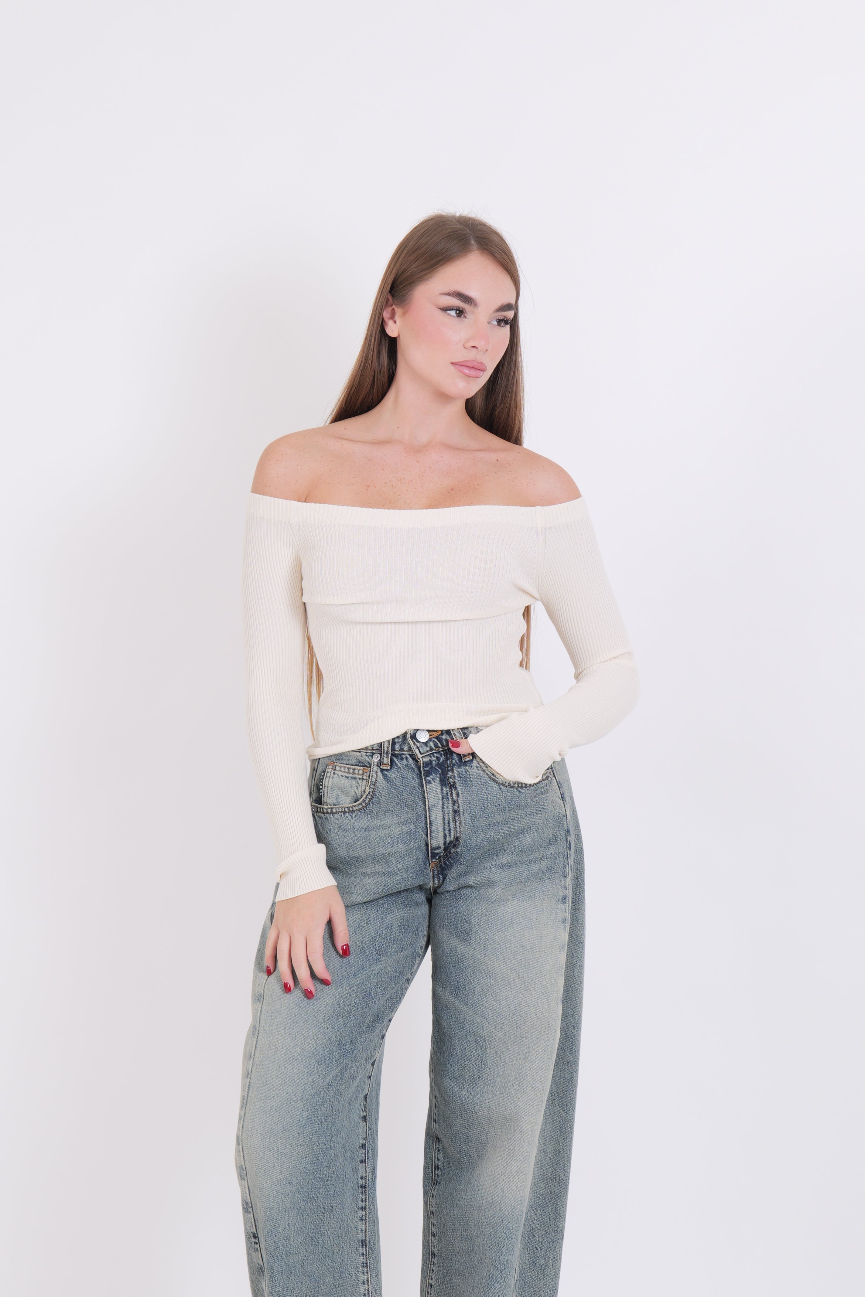MAGLIA BALI COSTINA BURRO