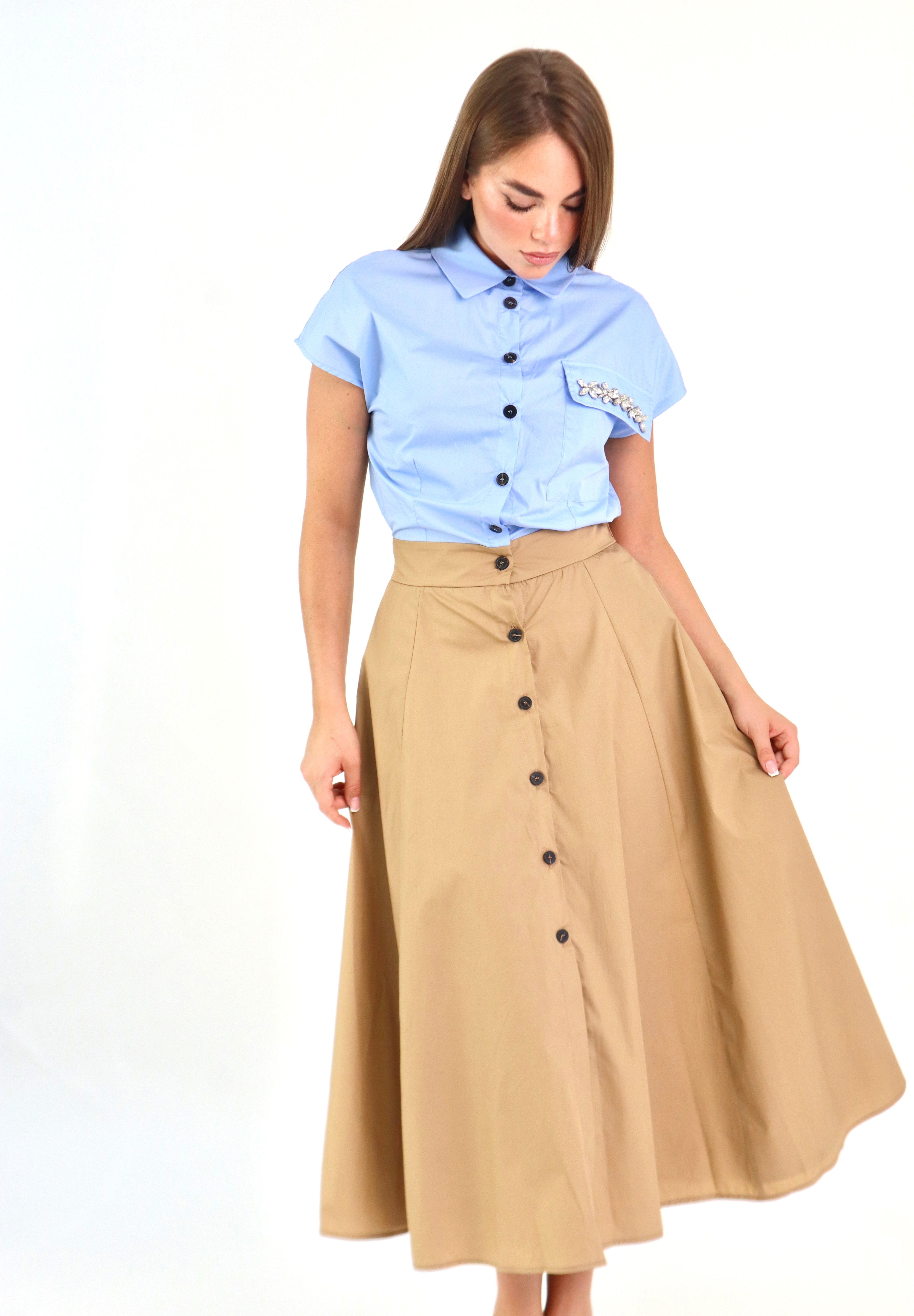 ABITO CELESTE CAMEL
