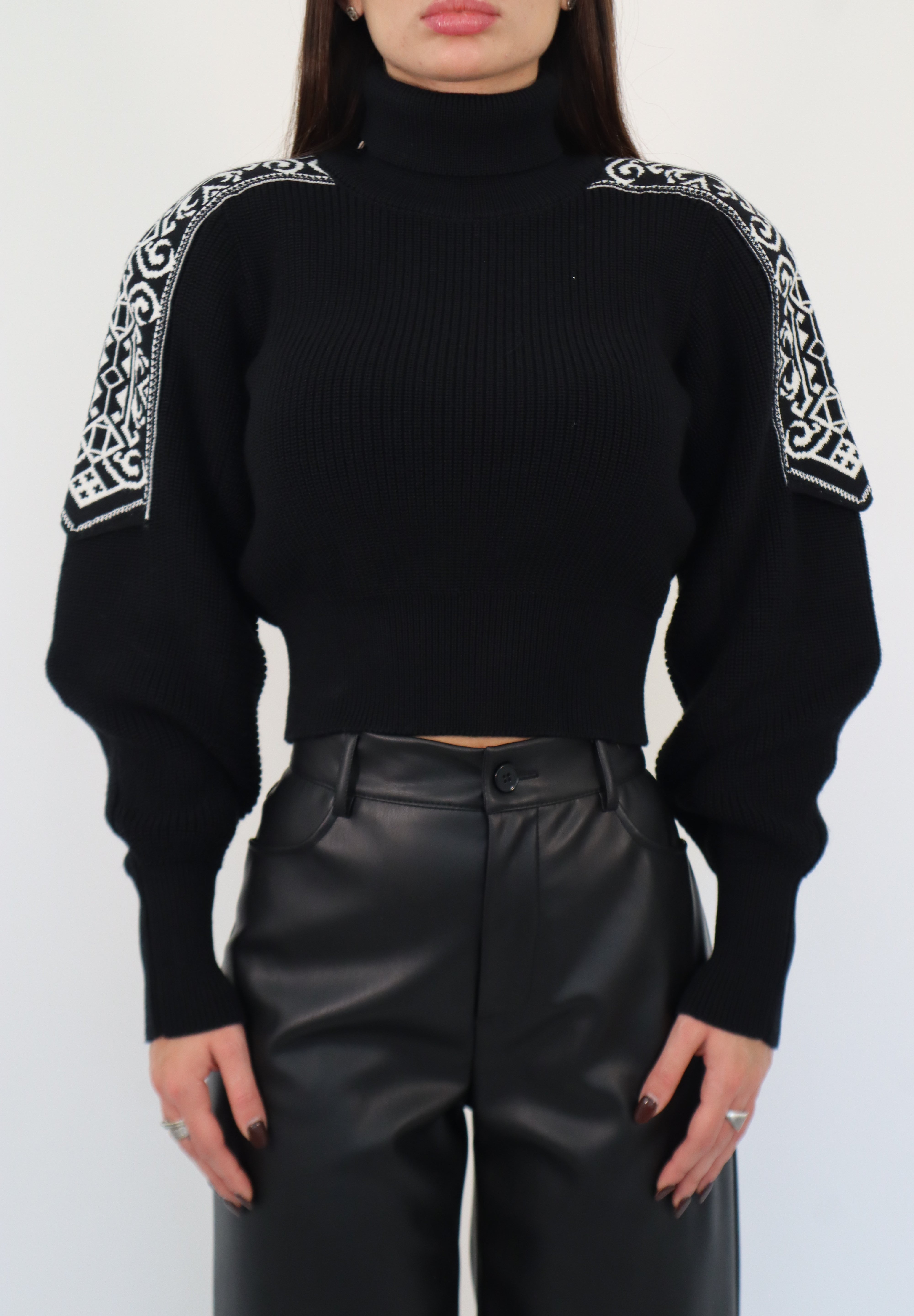 PULLOVER CROP JACQUARD