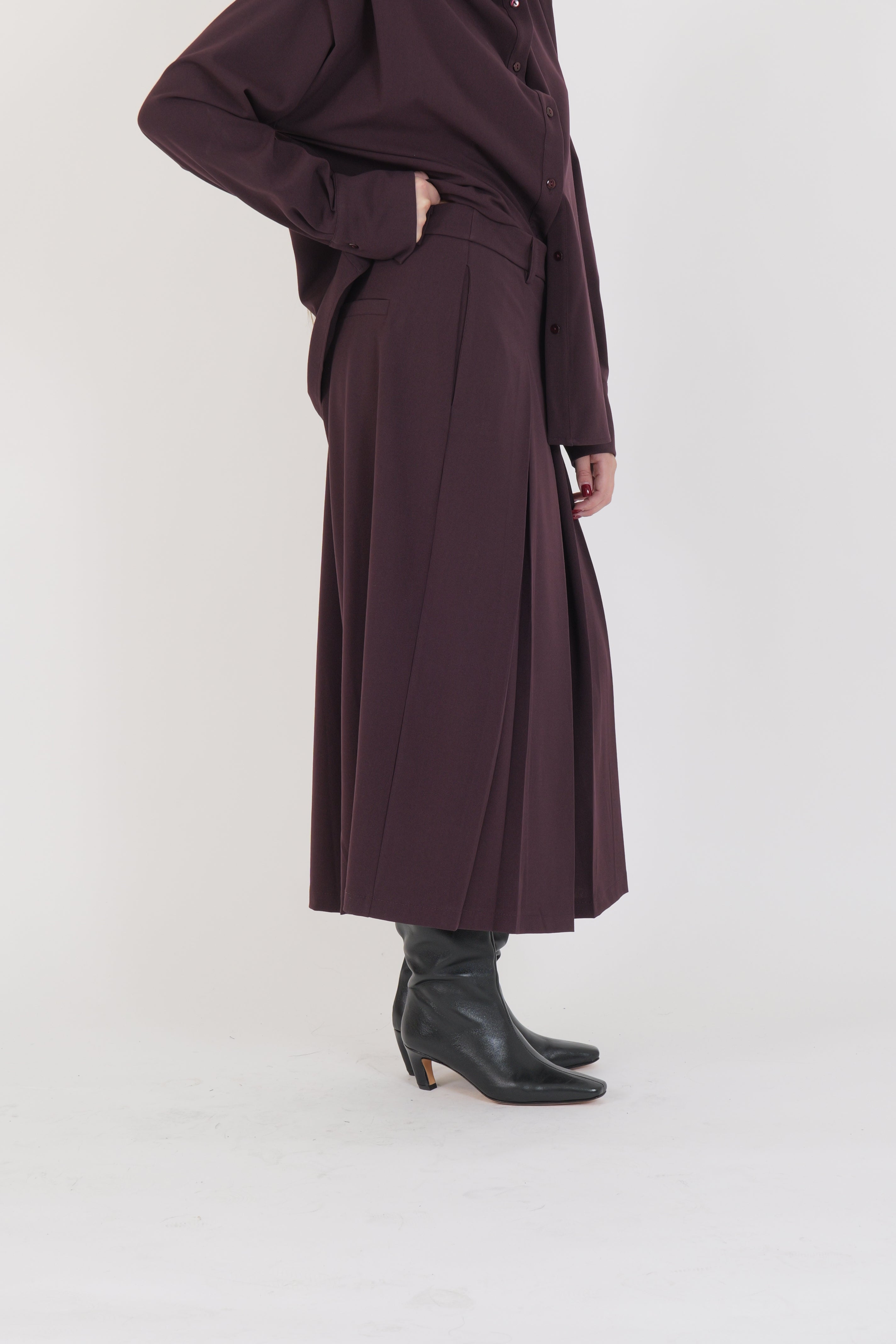 PANTALONE PLISSÈ BORDEAUX