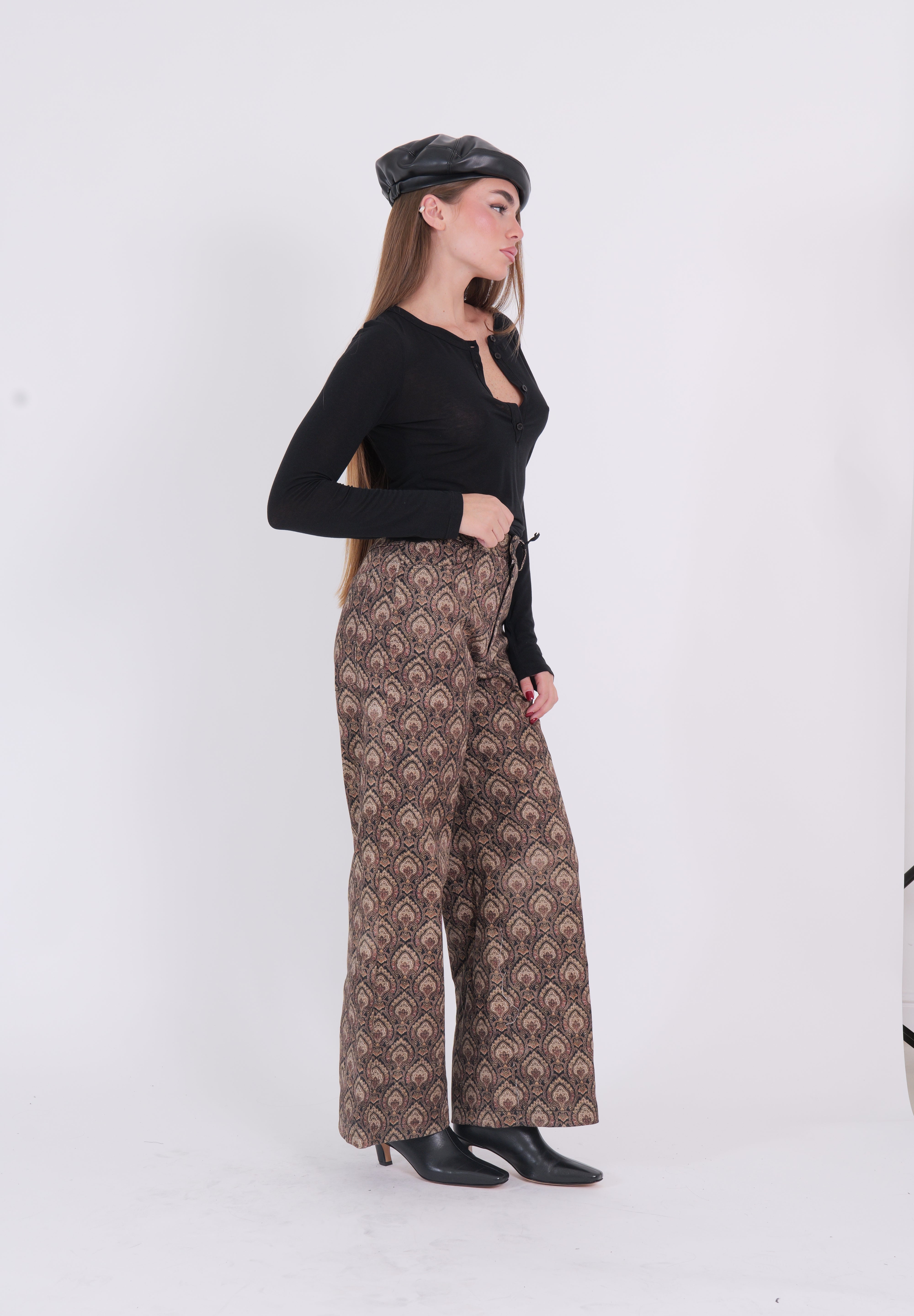 PANTALONE FANTASY NERO/CAMMELLO