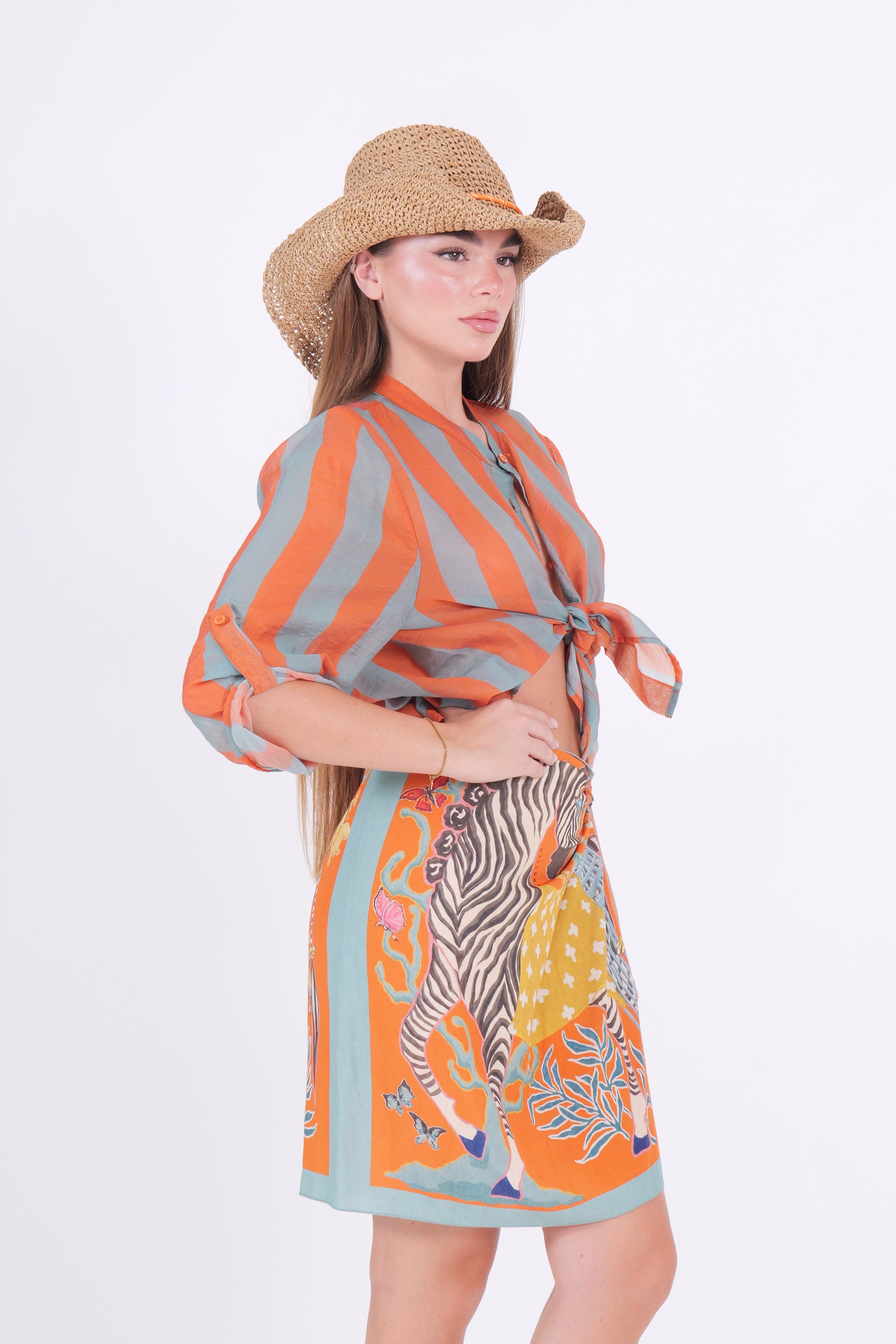 CAMICIA ECO RIGA ARANCIO/ZUCCHERO