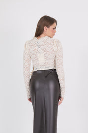 MAGLIA CORSETTO PIZZO BURRO