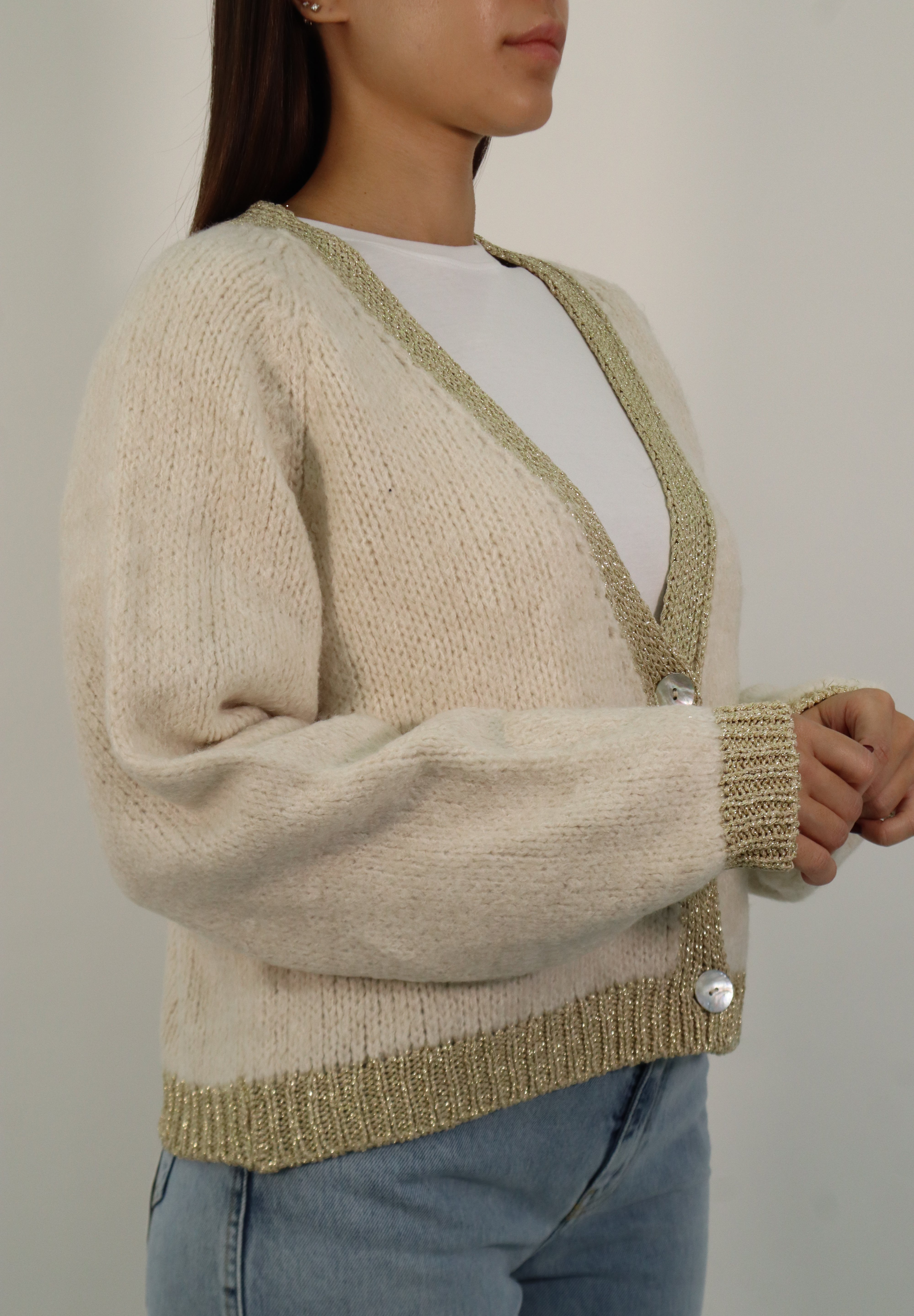 CARDIGAN WITH LUREX EDGE