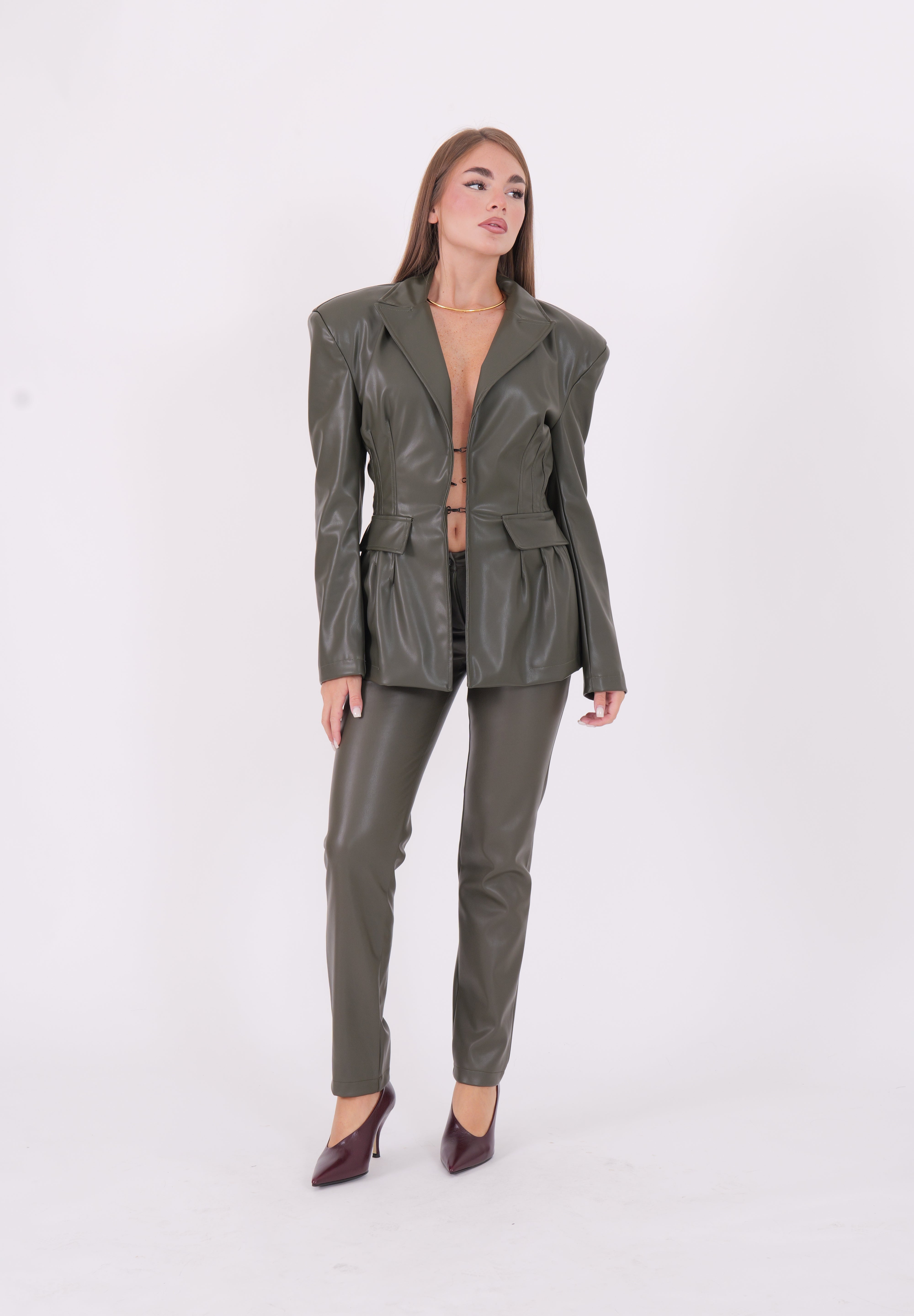 PANTALONE ECOPELLE MILITARE