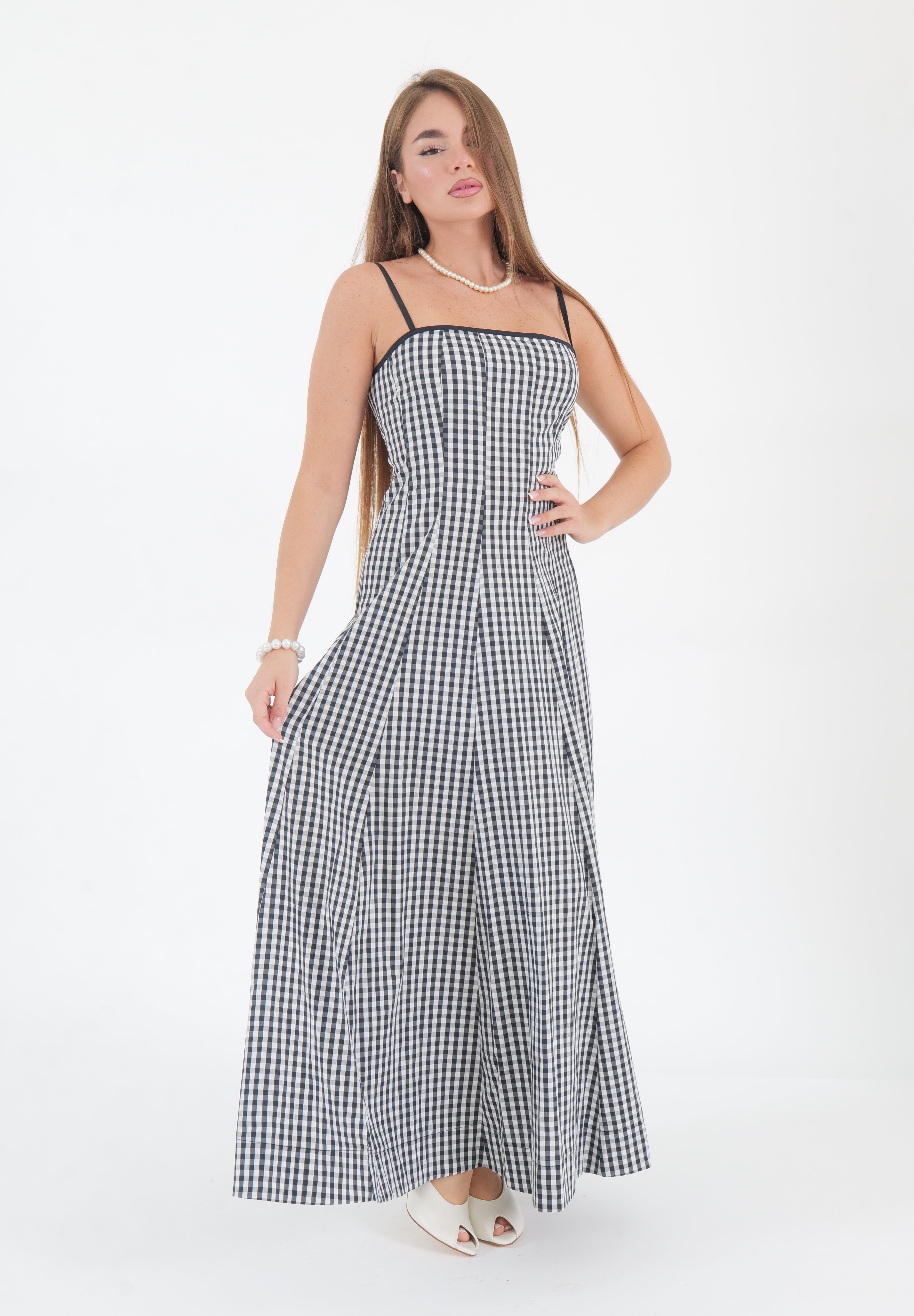 LONG DRESS VICHY NERO