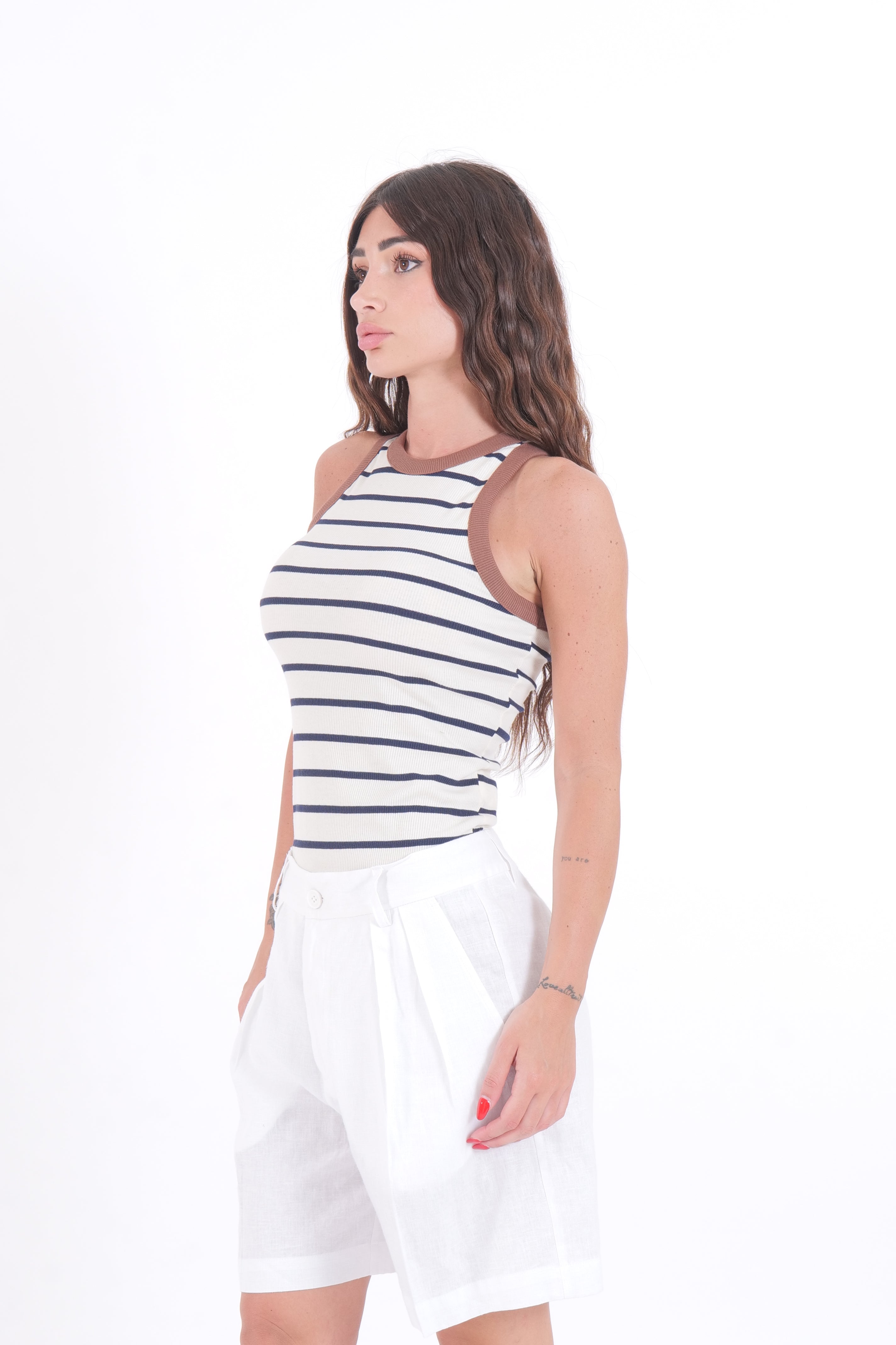 CANOTTA RIGHE BLU
