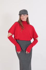 MAGLIONE MANICOTTI ROSSO VICOLO