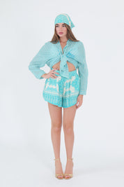 SHORTS FARFALLA TURCHESE