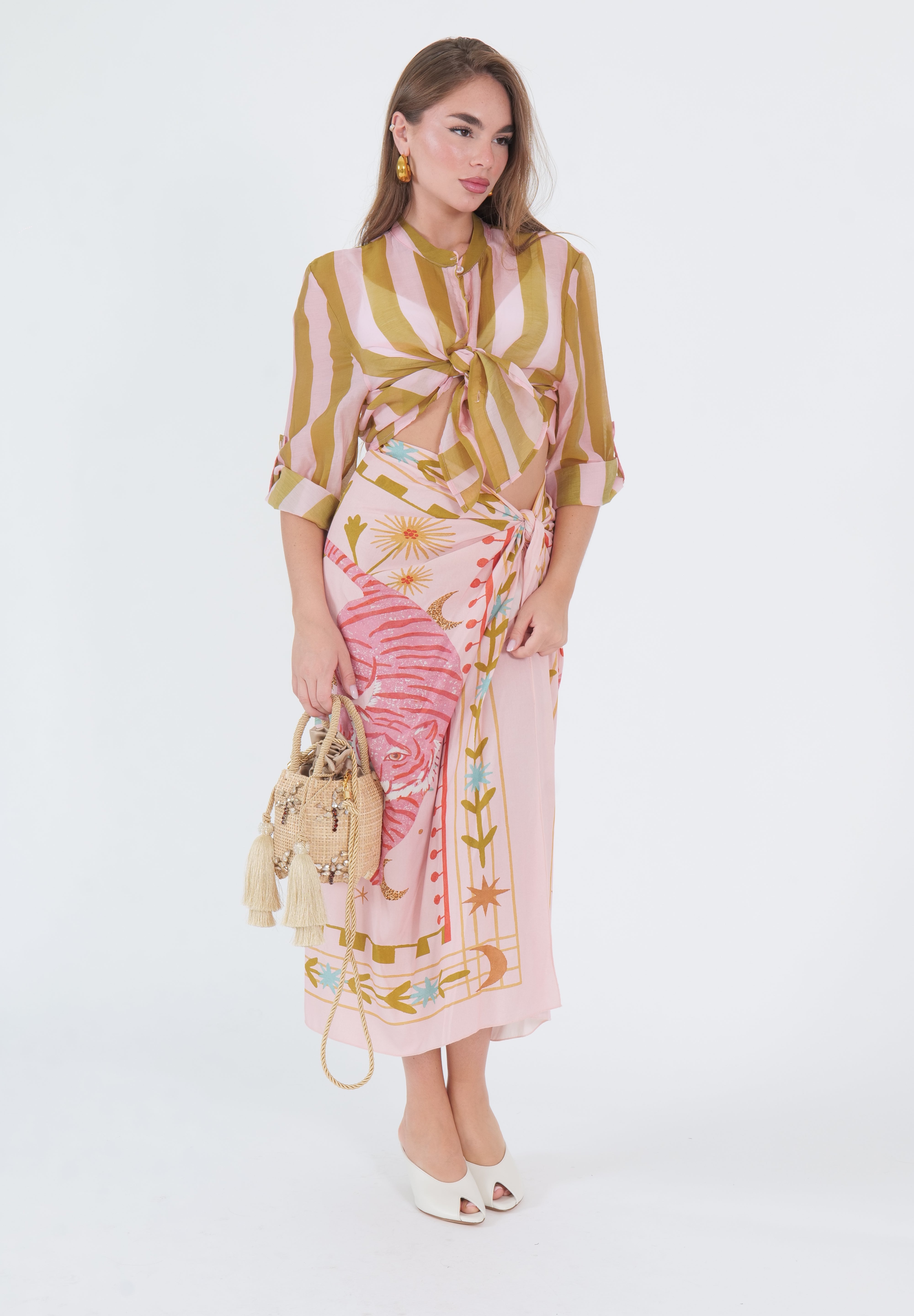 CAMICIA ECO RIGA LIME/ROSA