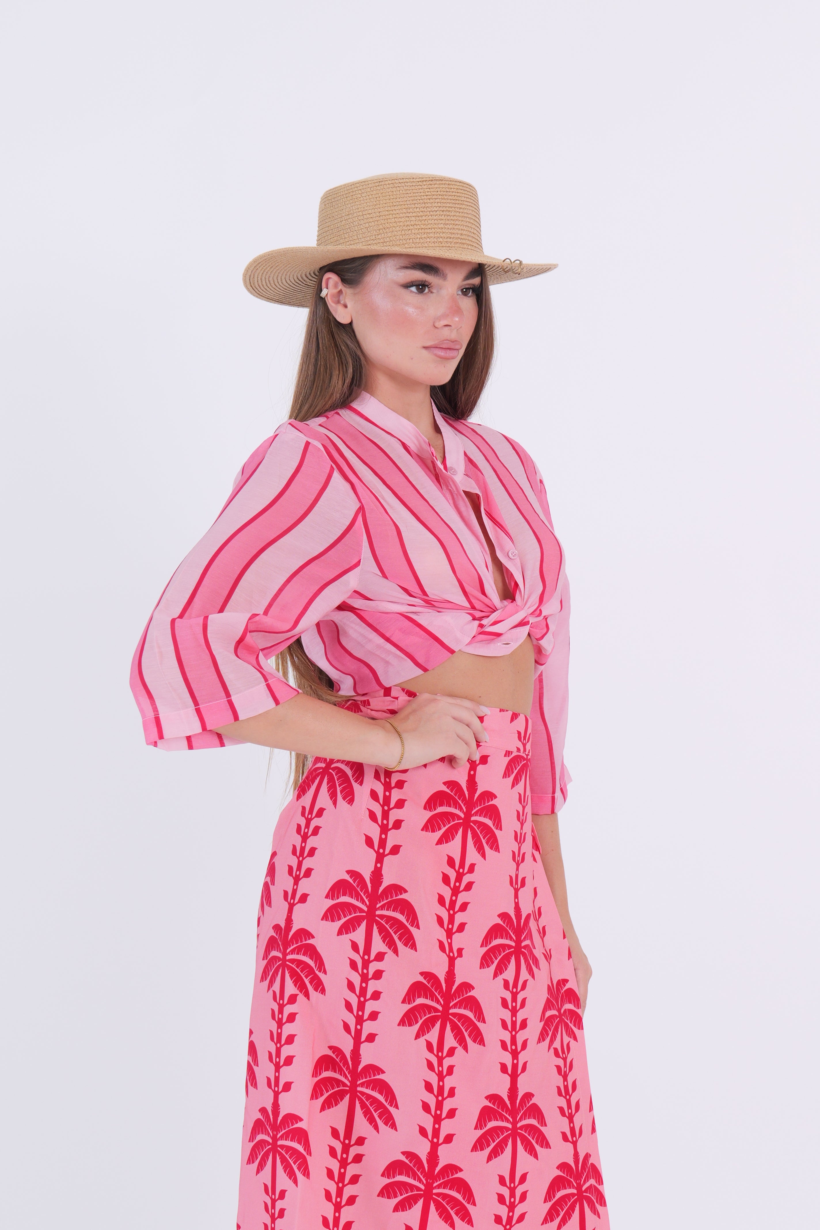CAMICIA MUSSOLA RIGA ROSA/FUXIA
