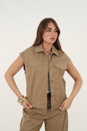 GILET SAFARI TABACCO