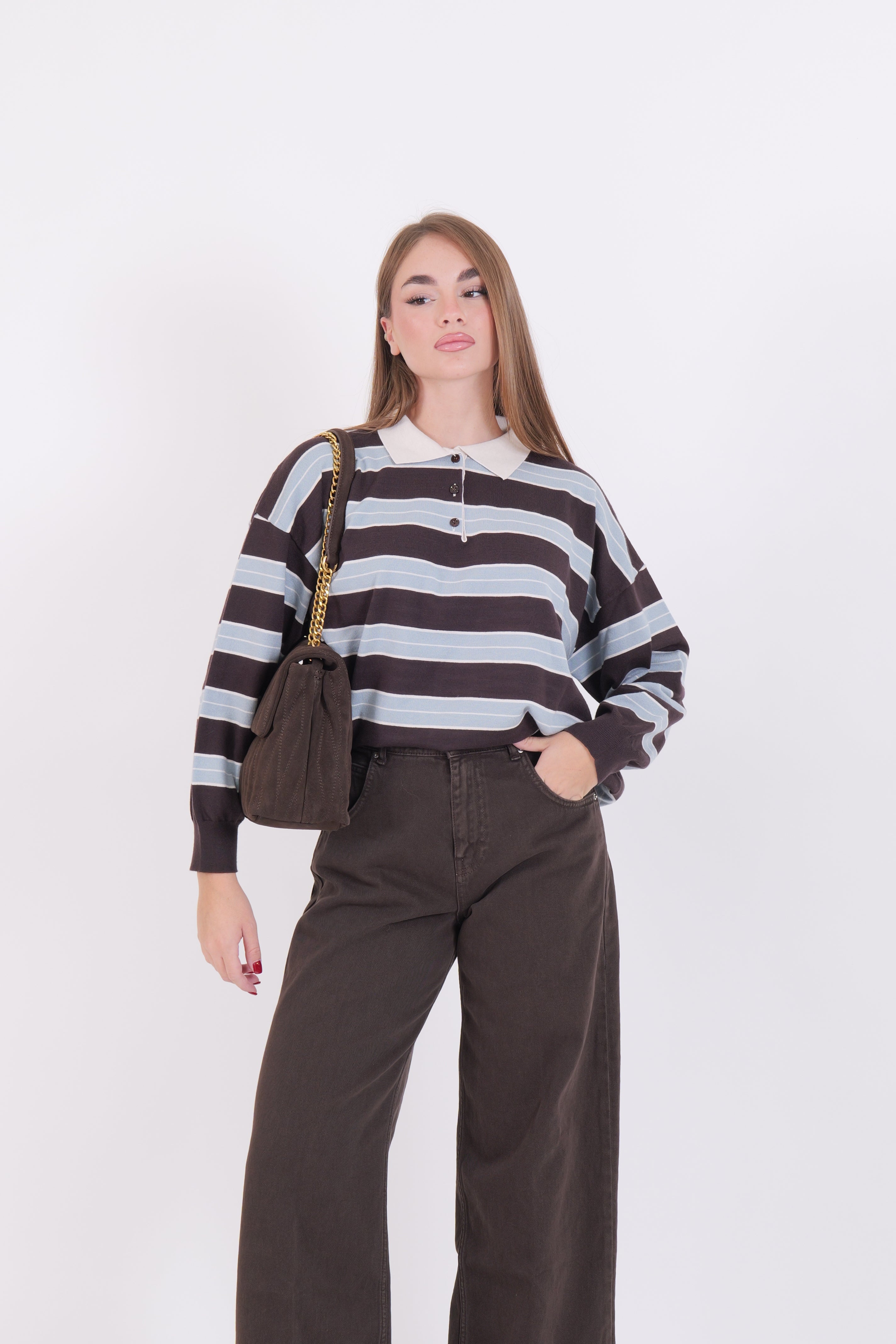 POLO CELESTE/MORO