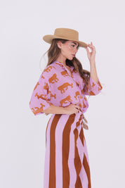 CAMICIA TIGRE LILLA/TABACCO