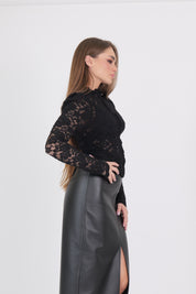 MAGLIA CORSETTO PIZZO NERO