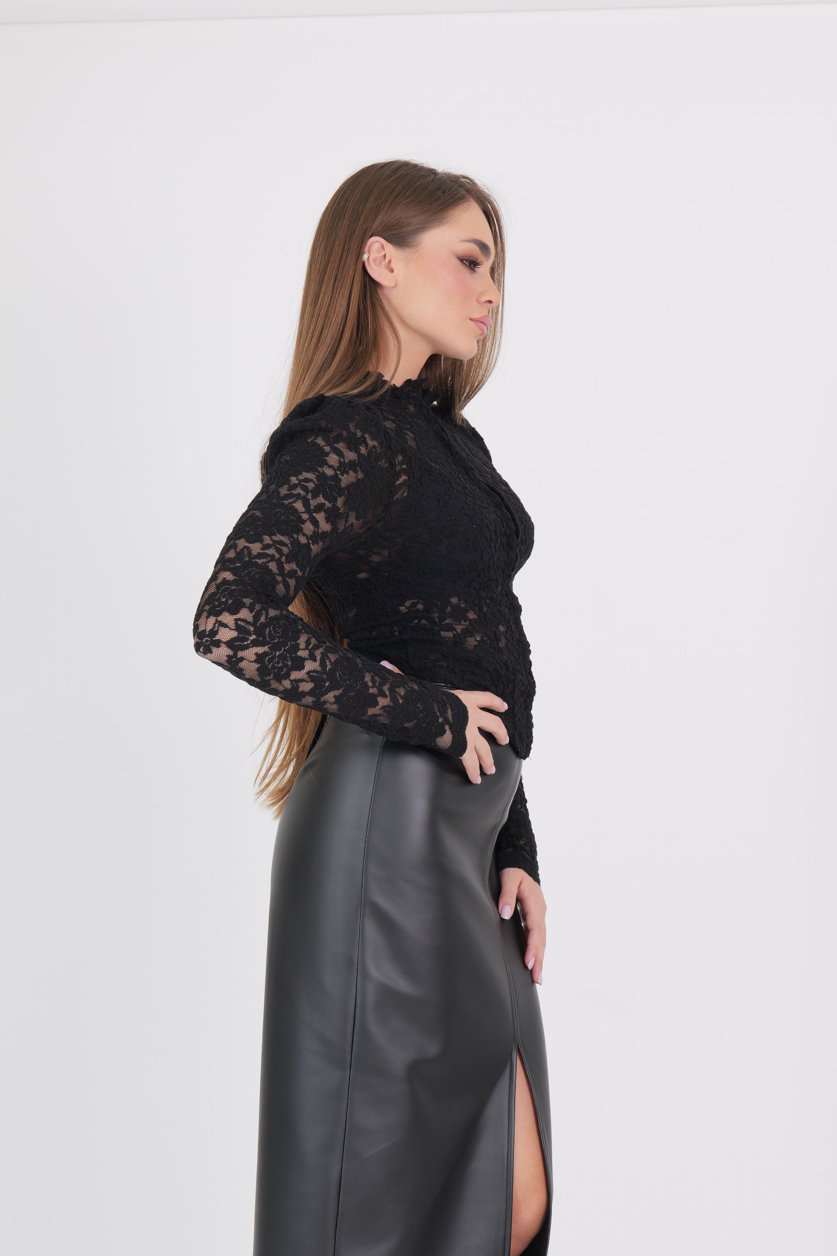 MAGLIA CORSETTO PIZZO NERO