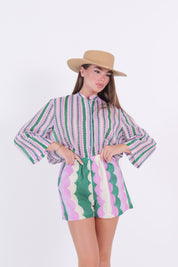 CAMICIA FANTASIA VERDE/LILLA