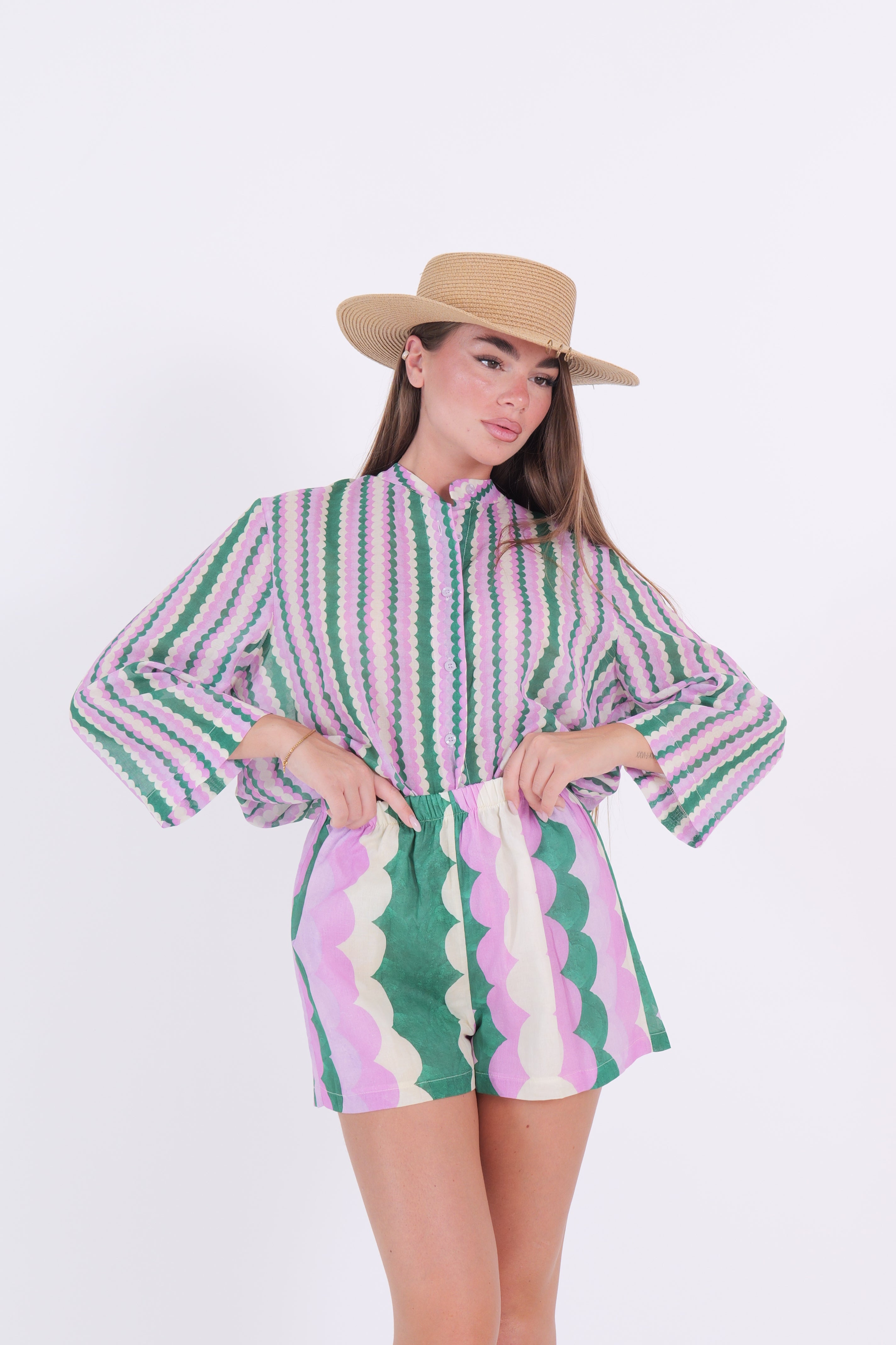 CAMICIA FANTASIA VERDE/LILLA