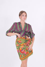 CAMICIA MUSSOLA VERDE/VIOLA