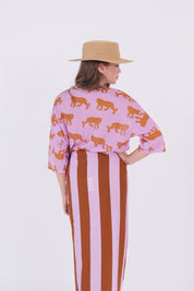 CAMICIA TIGRE LILLA/TABACCO