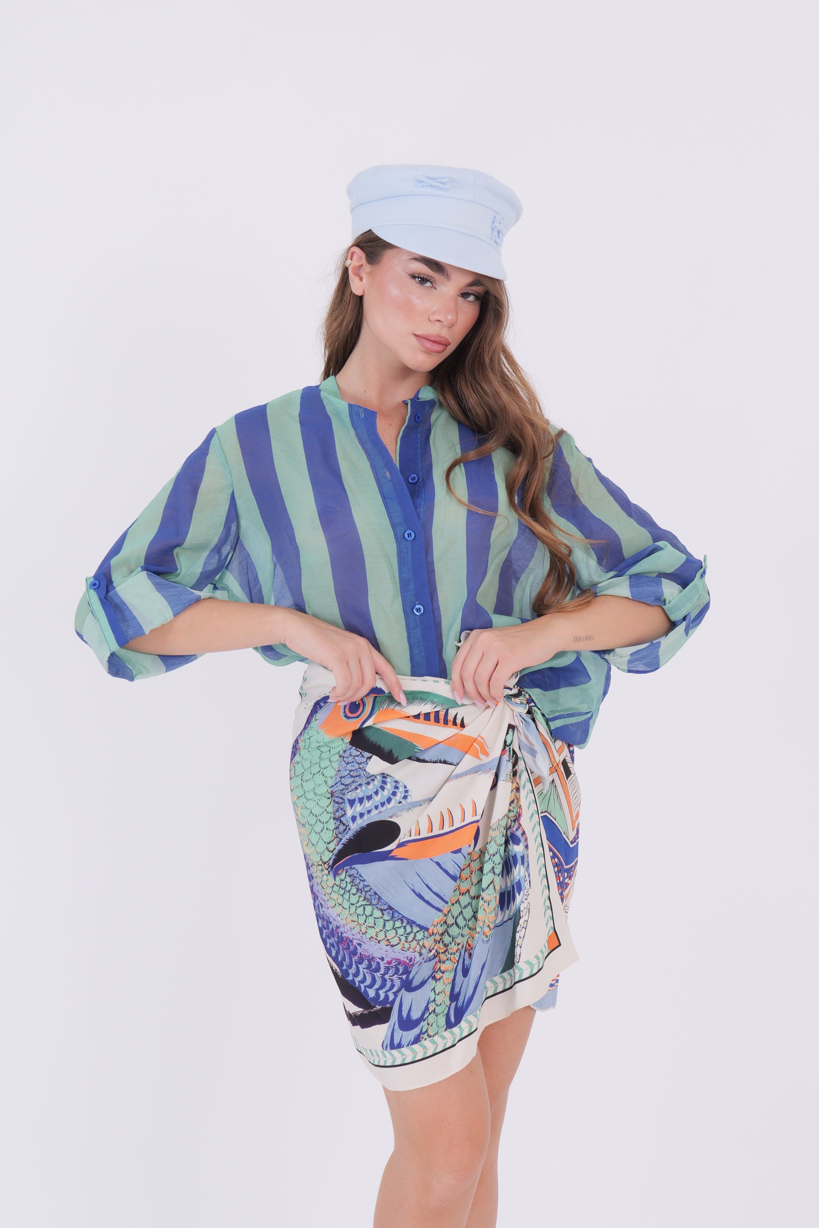 CAMICIA MUSSOLA BLU/TIFFANY