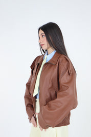 BOMBER INTRECCIO CUOIO