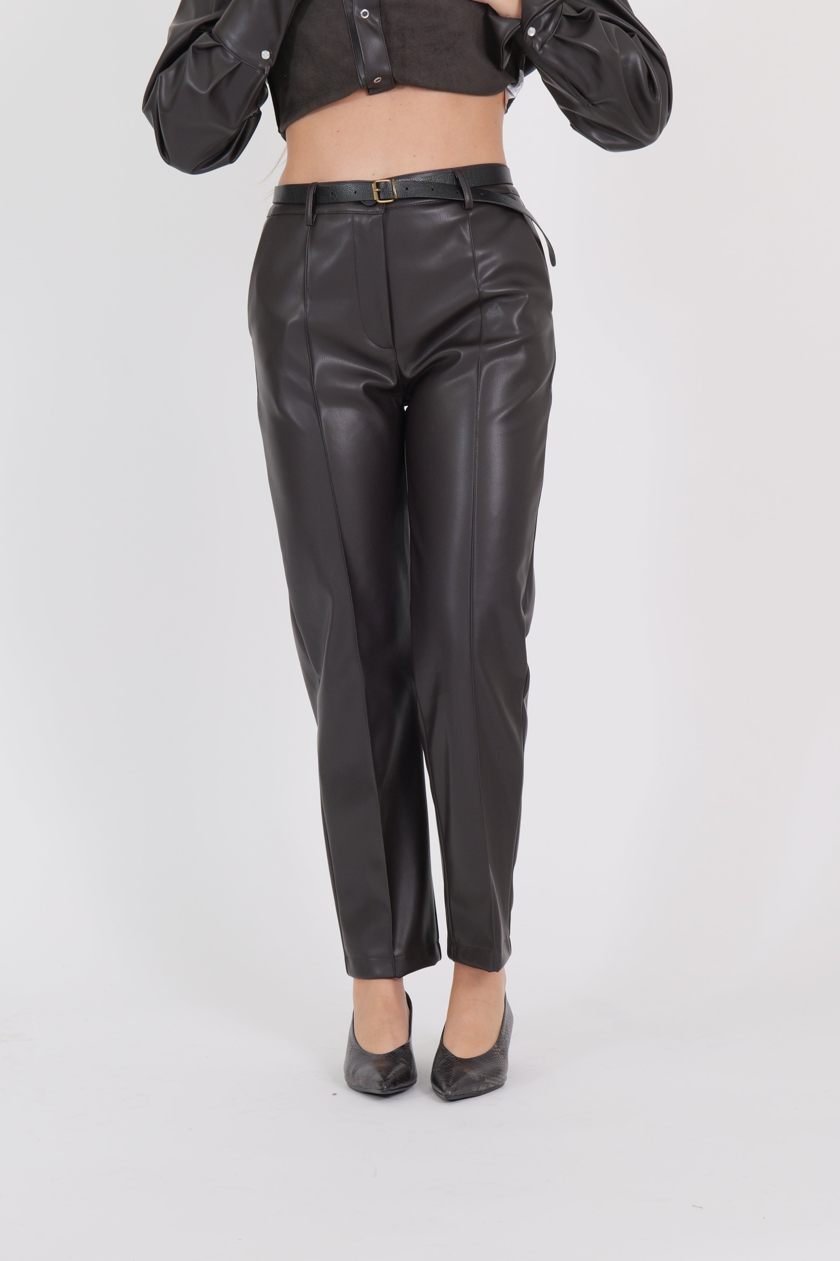 PANTALONE PELLE MORO