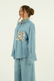 CAMICIA TASCA PAILLETTES DENIM