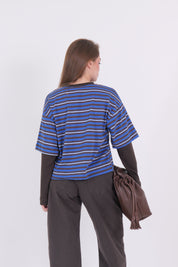 T-SHIRT ALA BLU/BIANCO/MORO