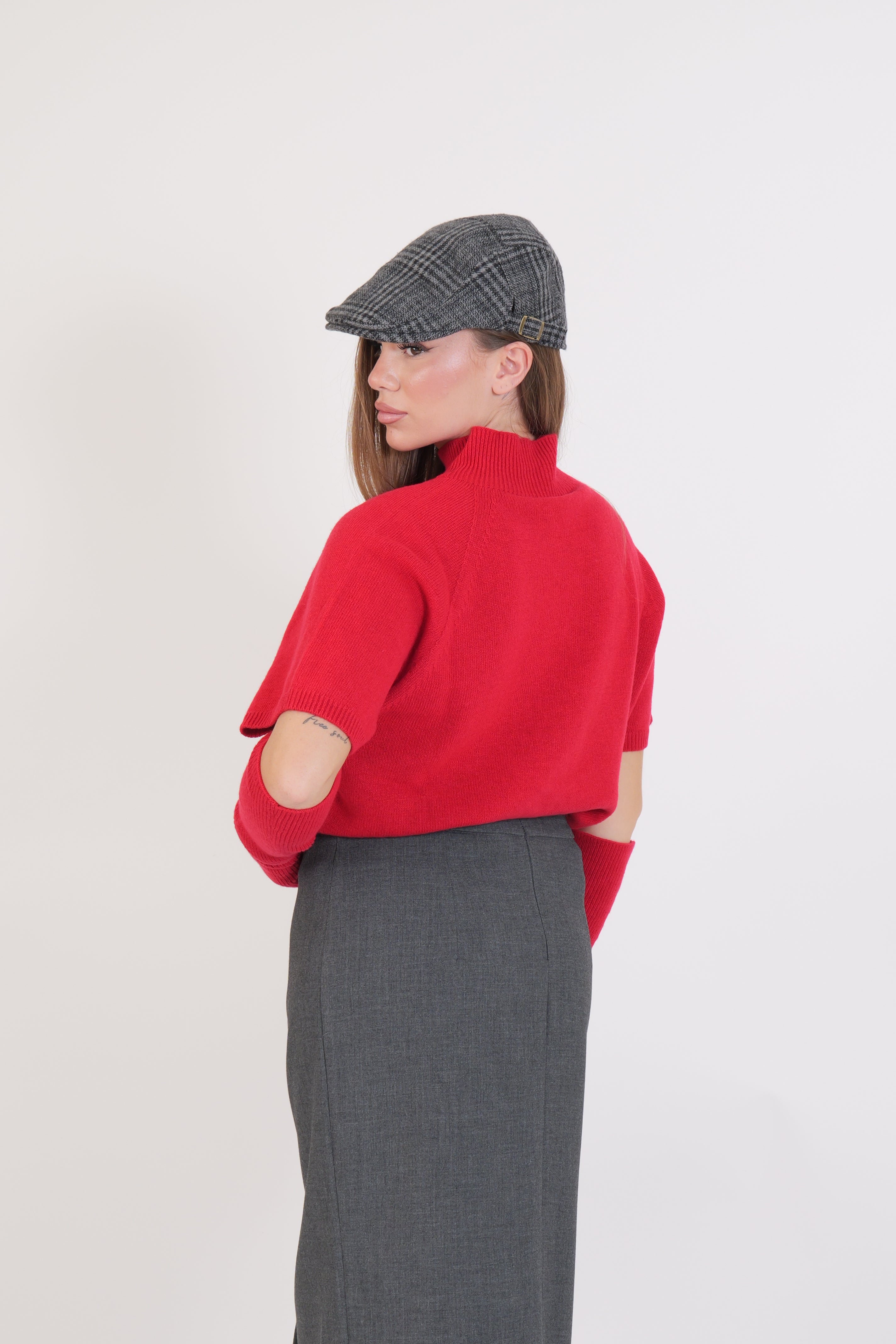 MAGLIONE MANICOTTI ROSSO VICOLO