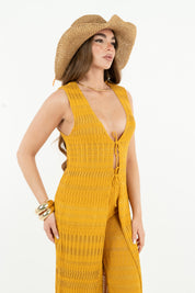 COPRISPALLE LUNGO LUREX SENAPE