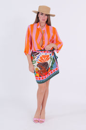 CAMICIA MUSSOLA RIGA ARANCIO/ROSA