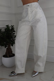 JEANS WHITE STRASS