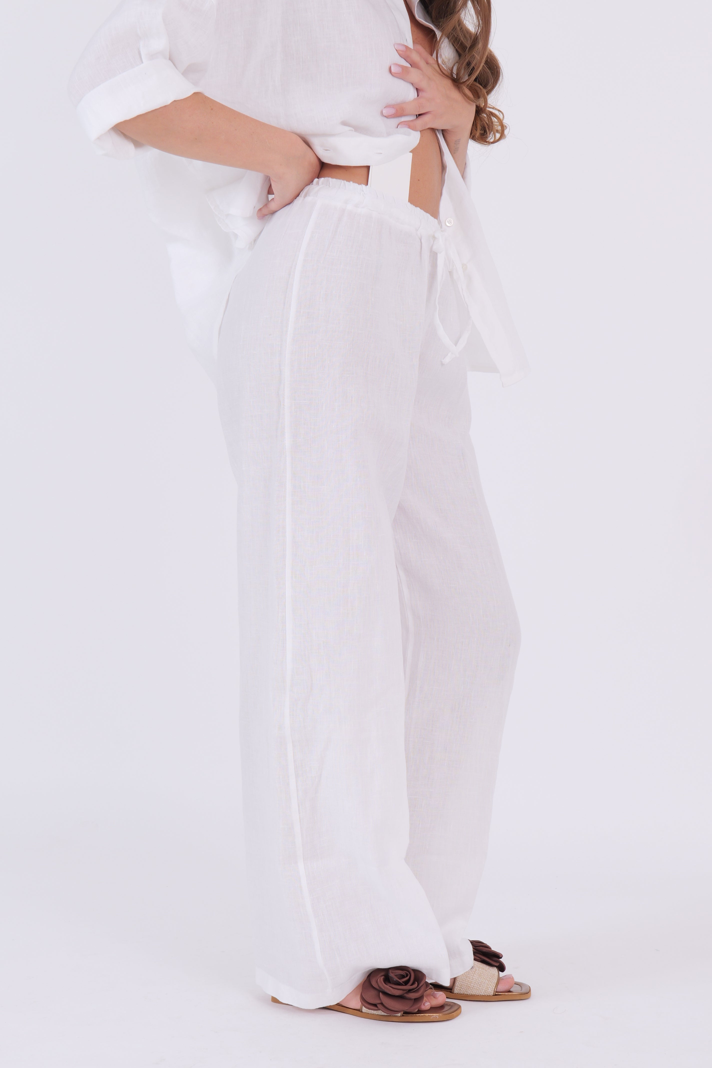 PANTALONE LINO BIANCO DIXIE