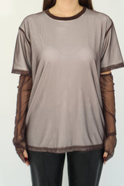 TULLE T-SHIRT WITH SLEEVES