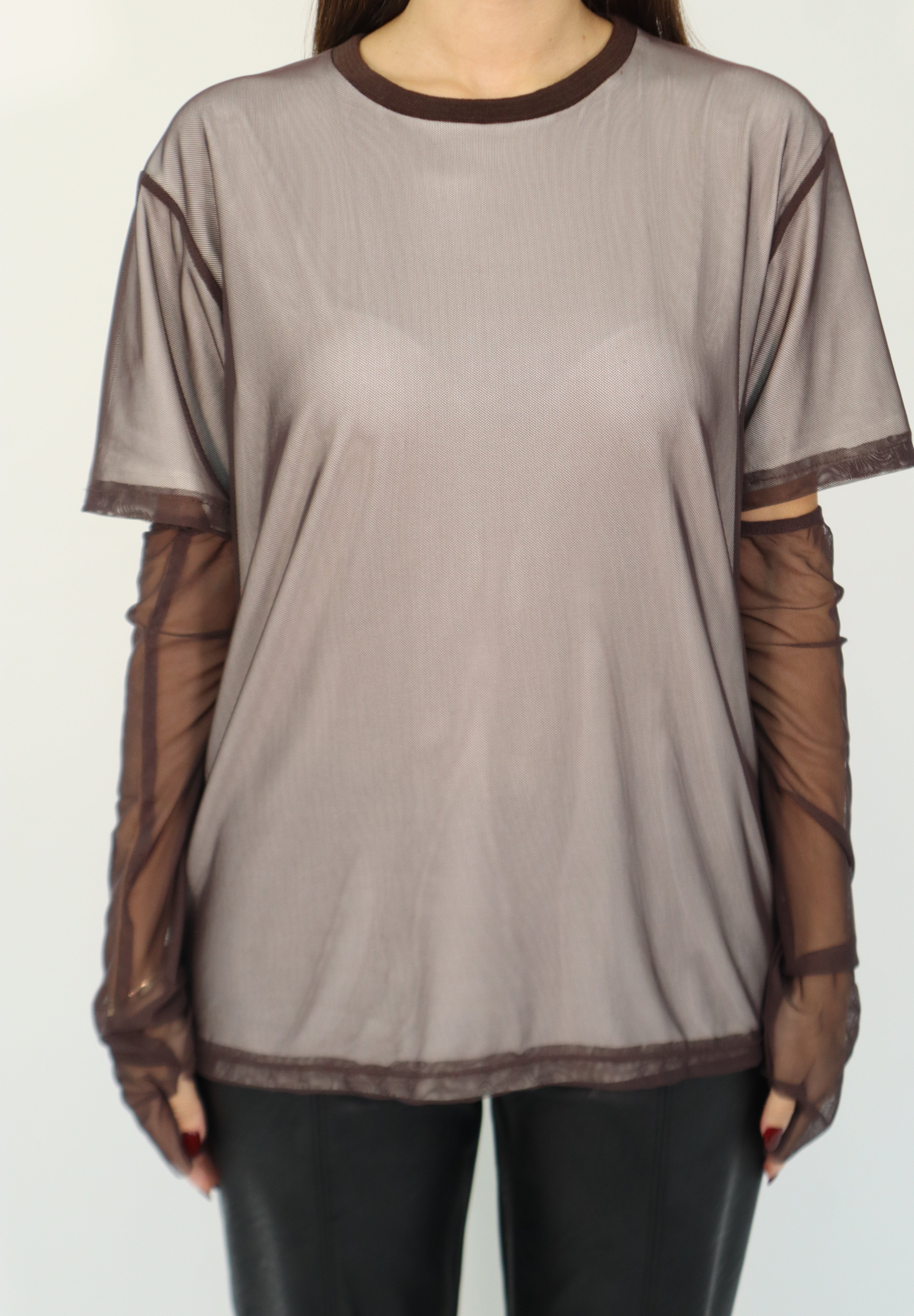 TULLE T-SHIRT WITH SLEEVES